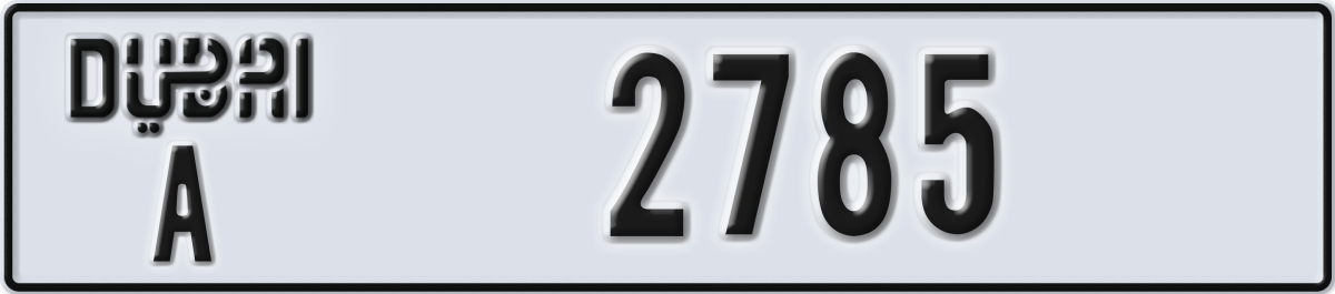 dubai License Plate Number 2785 Code A