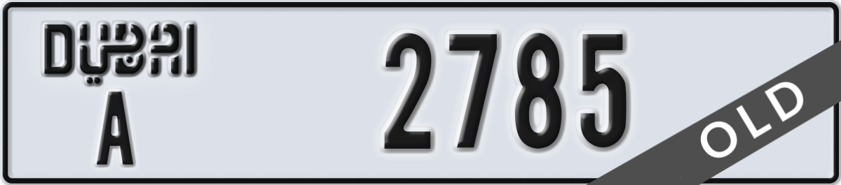 dubai License Plate Number 2785 Code A
