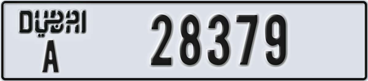 dubai License Plate Number 28379 Code A