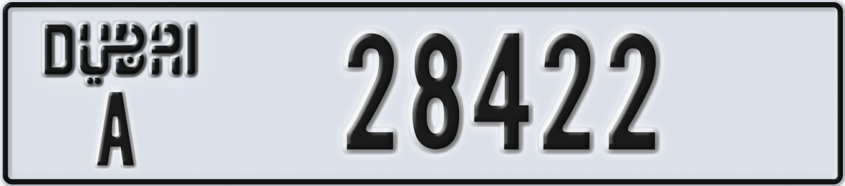 dubai License Plate Number 28422 Code A