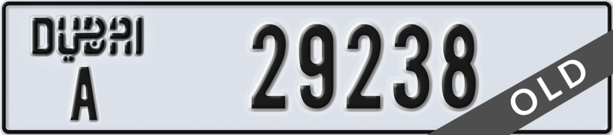 dubai License Plate Number 29238 Code A
