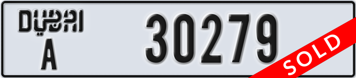 dubai License Plate Number 30279 Code A