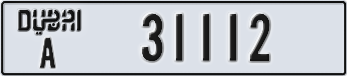 dubai License Plate Number 31112 Code A