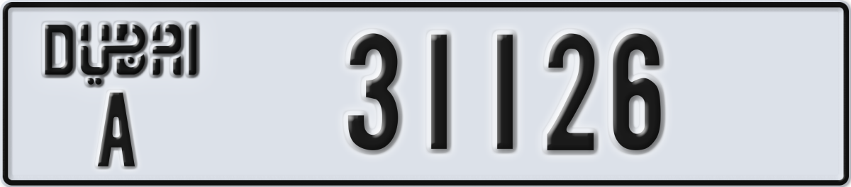dubai License Plate Number 31126 Code A
