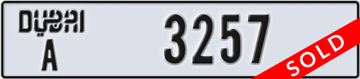 dubai License Plate Number 3257 Code A