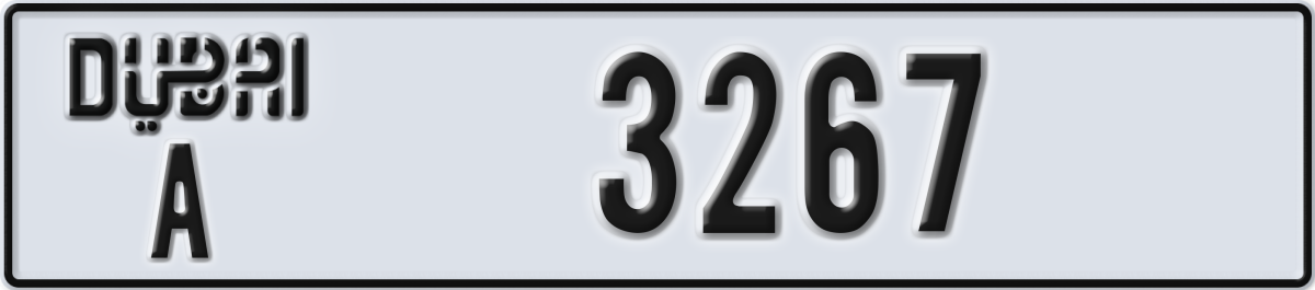 dubai License Plate Number 3267 Code A