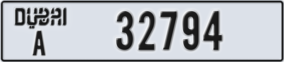 dubai License Plate Number 32794 Code A