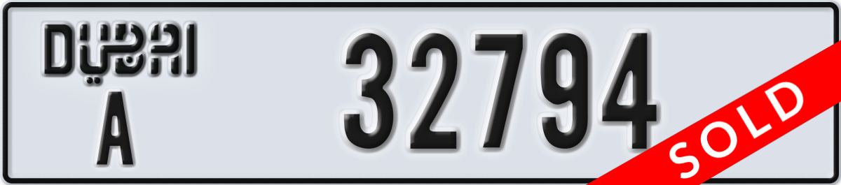dubai License Plate Number 32794 Code A
