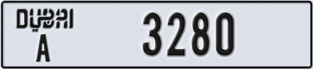 dubai License Plate Number 3280 Code A