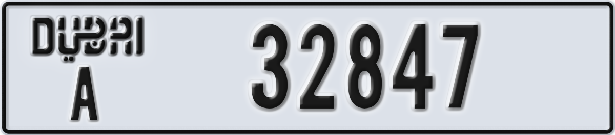 dubai License Plate Number 32847 Code A