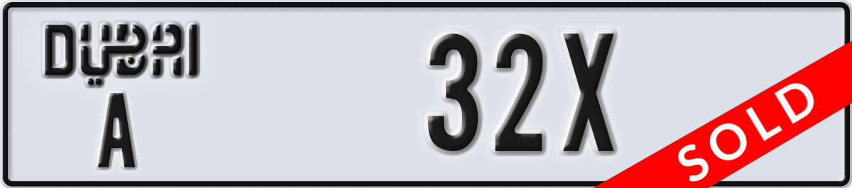 dubai License Plate Number 32X Code A