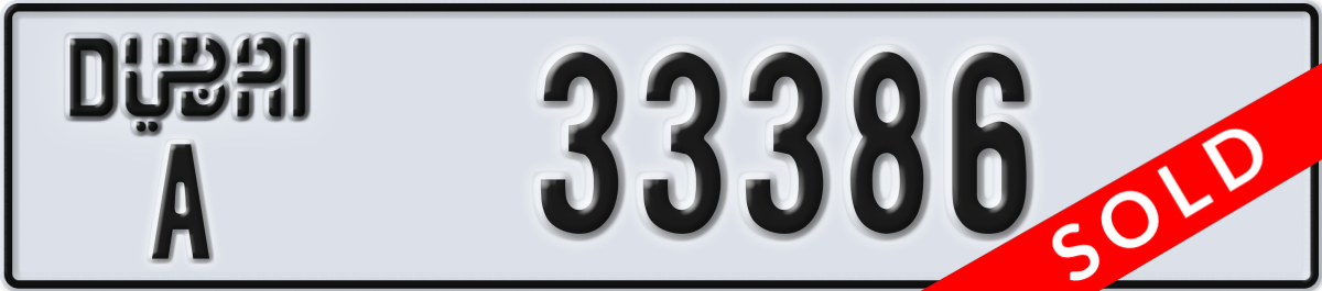 dubai License Plate Number 33386 Code A