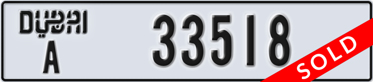 dubai License Plate Number 33518 Code A