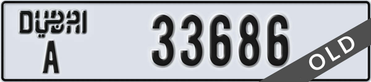 dubai License Plate Number 33686 Code A