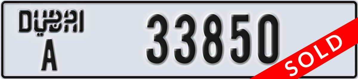 dubai License Plate Number 33850 Code A