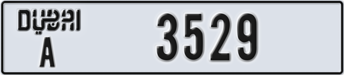dubai License Plate Number 3529 Code A