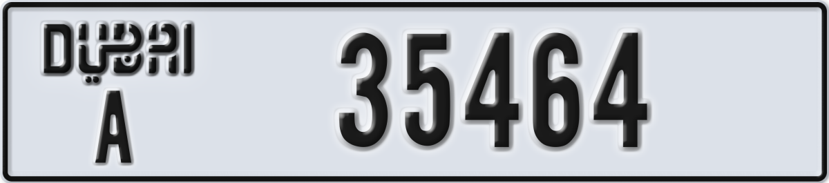dubai License Plate Number 35464 Code A