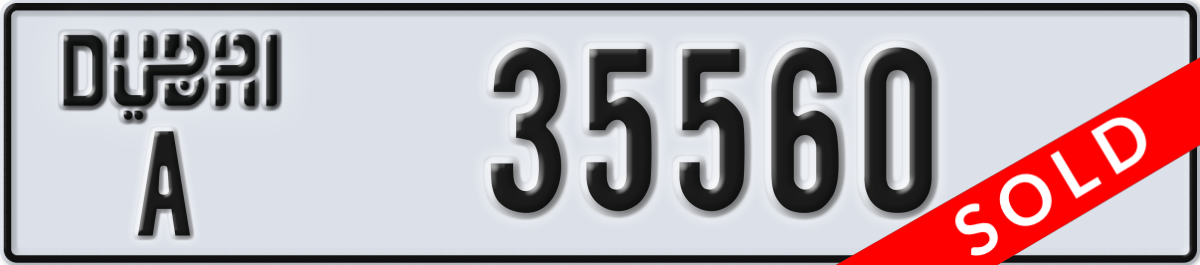 dubai License Plate Number 35560 Code A