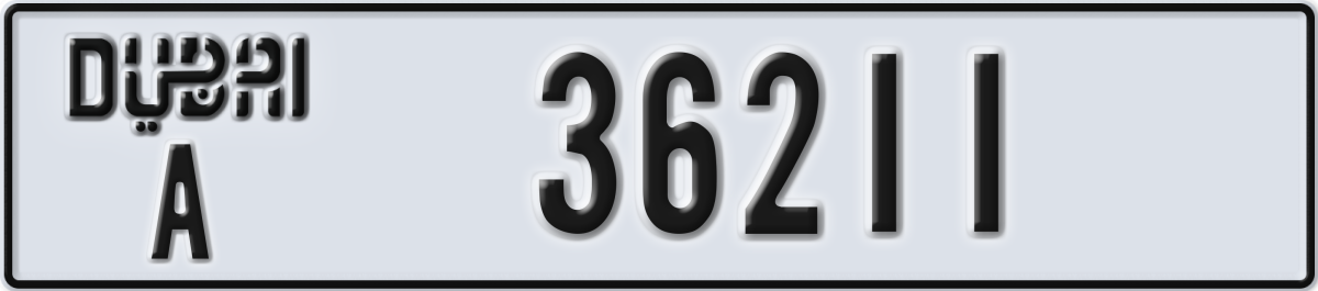 dubai License Plate Number 36211 Code A