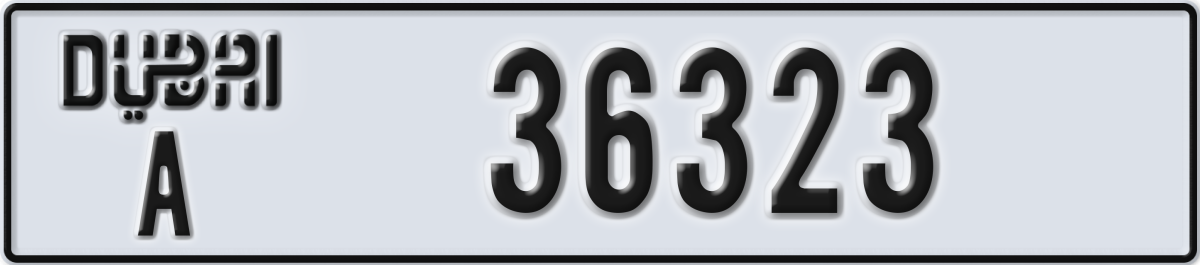 dubai License Plate Number 36323 Code A