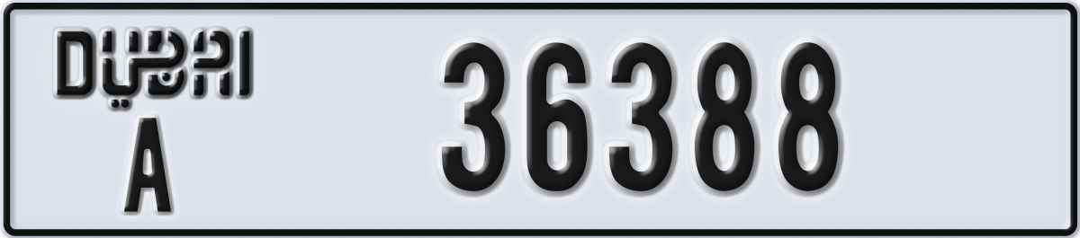dubai License Plate Number 36388 Code A