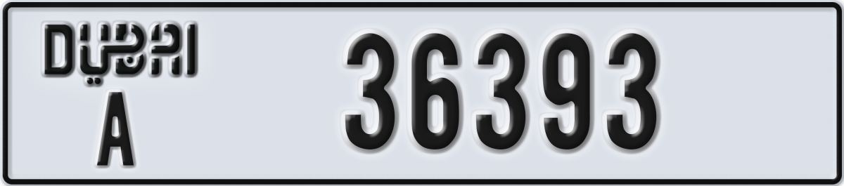 dubai License Plate Number 36393 Code A