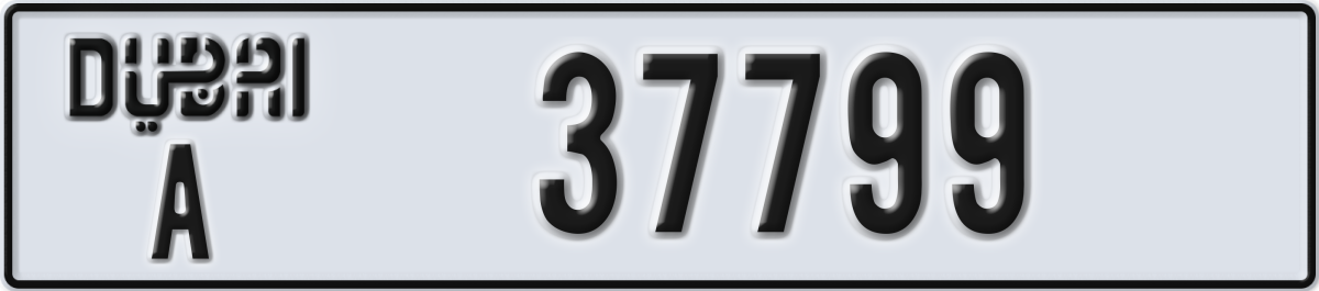 dubai License Plate Number 37799 Code A