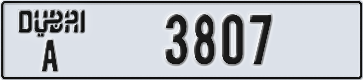 dubai License Plate Number 3807 Code A