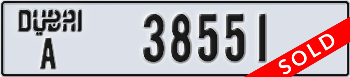 dubai License Plate Number 38551 Code A