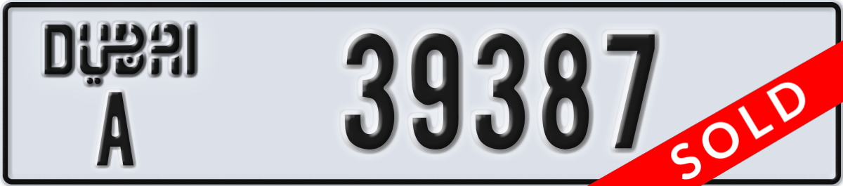 dubai License Plate Number 39387 Code A