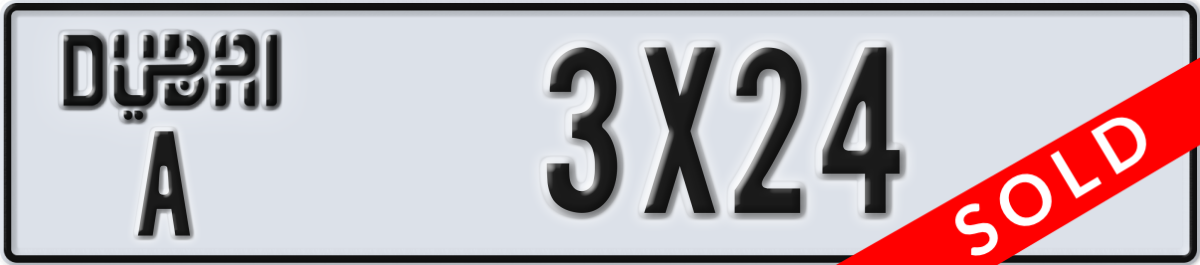 dubai License Plate Number 3X24 Code A