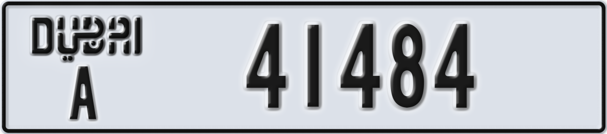 dubai License Plate Number 41484 Code A