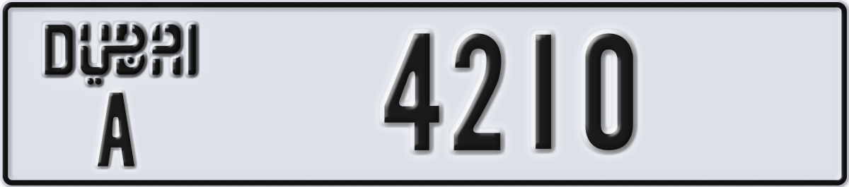 dubai License Plate Number 4210 Code A