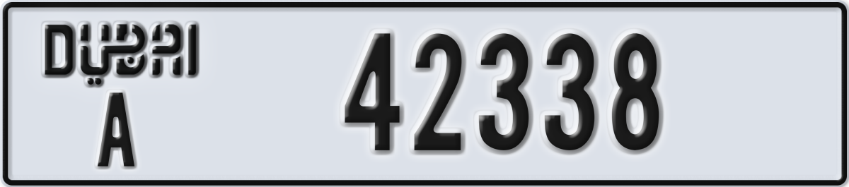 dubai License Plate Number 42338 Code A