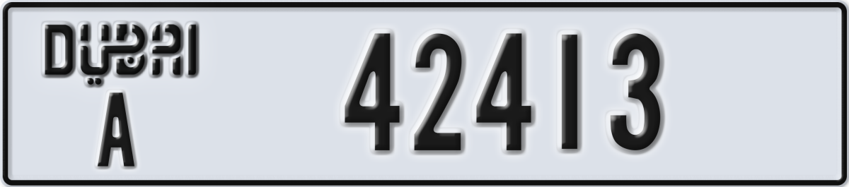 dubai License Plate Number 42413 Code A