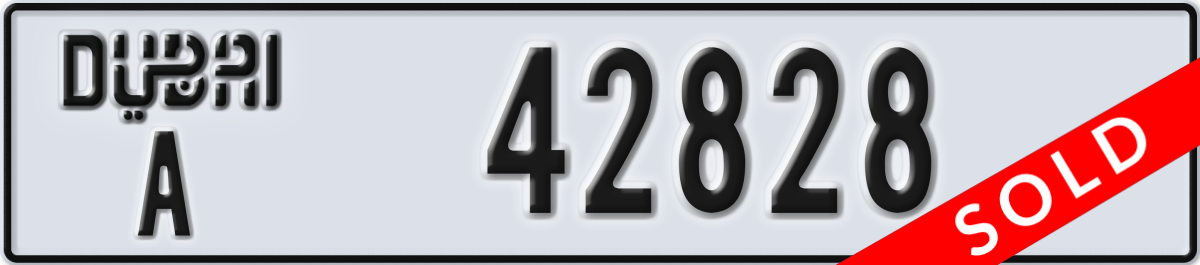 dubai License Plate Number 42828 Code A