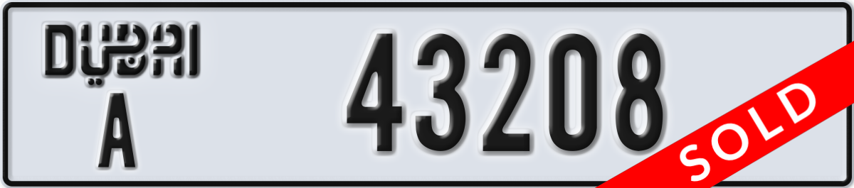 dubai License Plate Number 43208 Code A