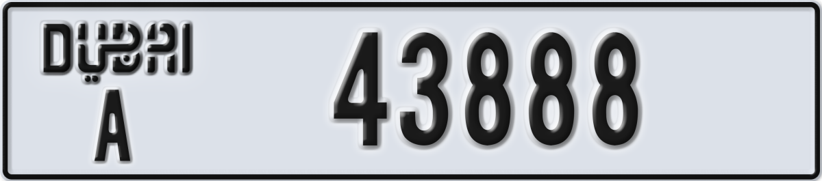 dubai License Plate Number 43888 Code A