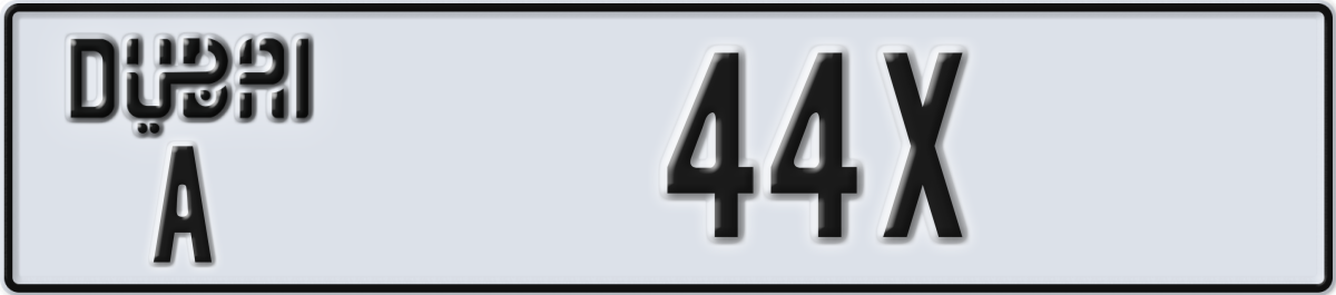 dubai License Plate Number 44X Code A