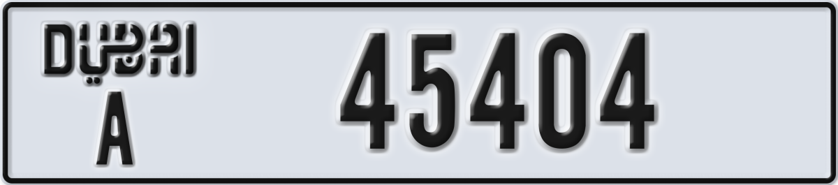 dubai License Plate Number 45404 Code A