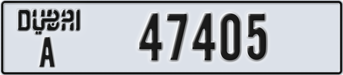 dubai License Plate Number 47405 Code A