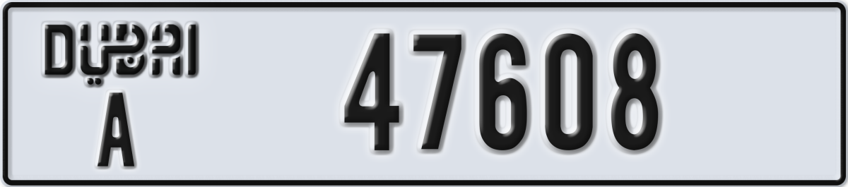 dubai License Plate Number 47608 Code A