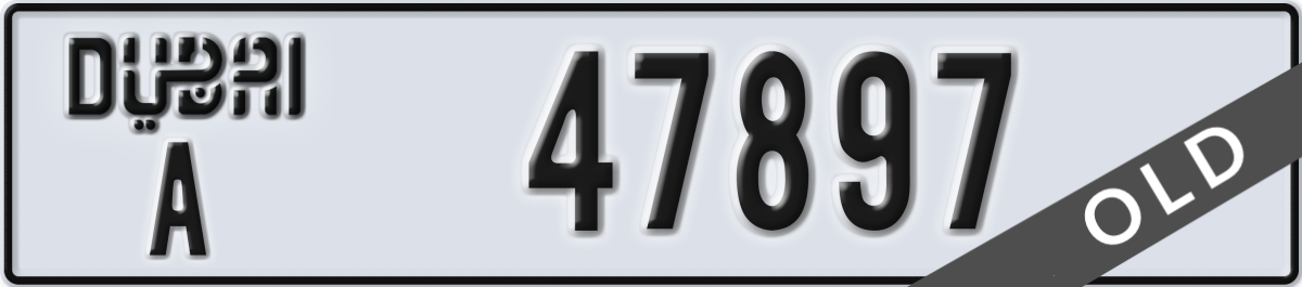 dubai License Plate Number 47897 Code A