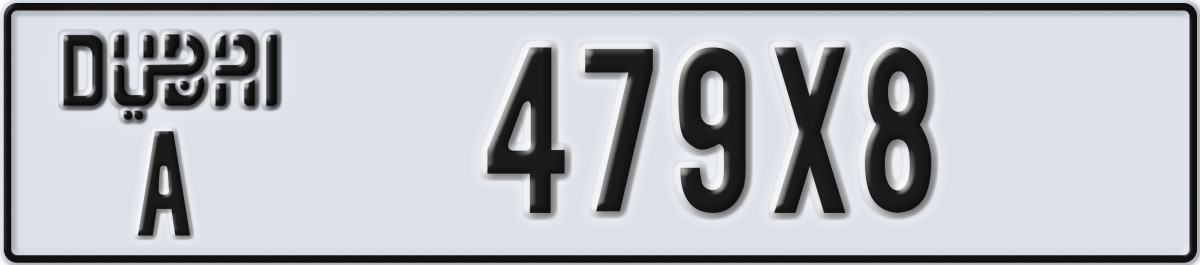 dubai License Plate Number 479X8 Code A