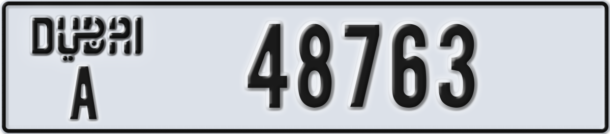 dubai License Plate Number 48763 Code A
