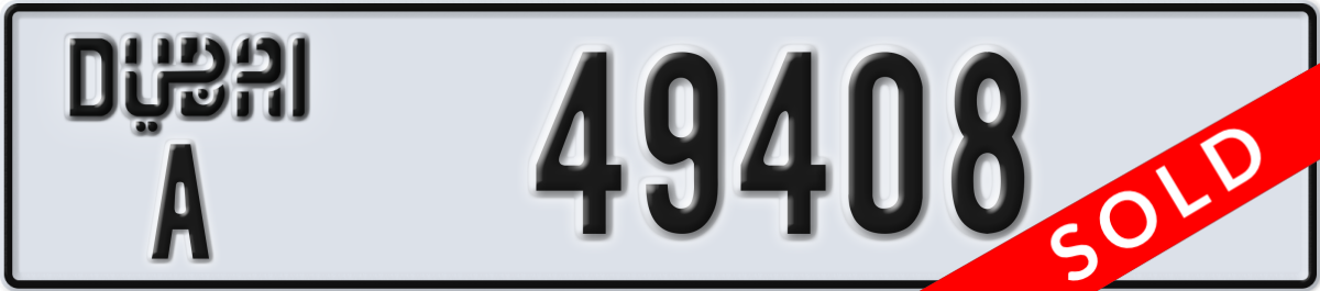 dubai License Plate Number 49408 Code A