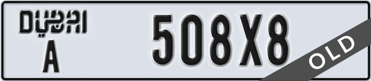 dubai License Plate Number 508X8 Code A