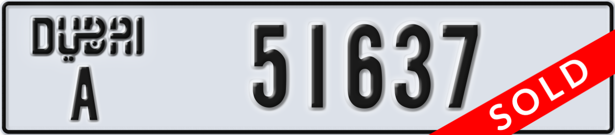 dubai License Plate Number 51637 Code A