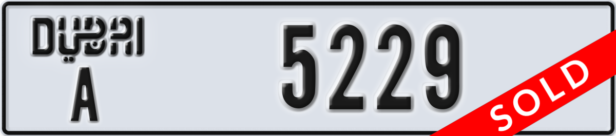 dubai License Plate Number 5229 Code A