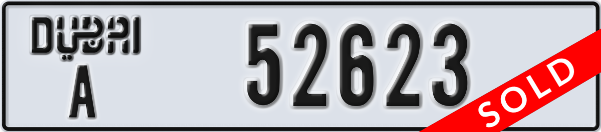 dubai License Plate Number 52623 Code A
